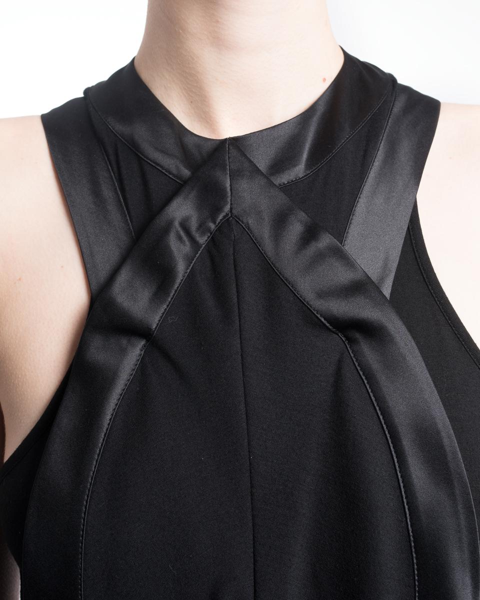 Women's Givenchy Spring 2012 Runway Black Satin Seamed Dress - 8 For Sale