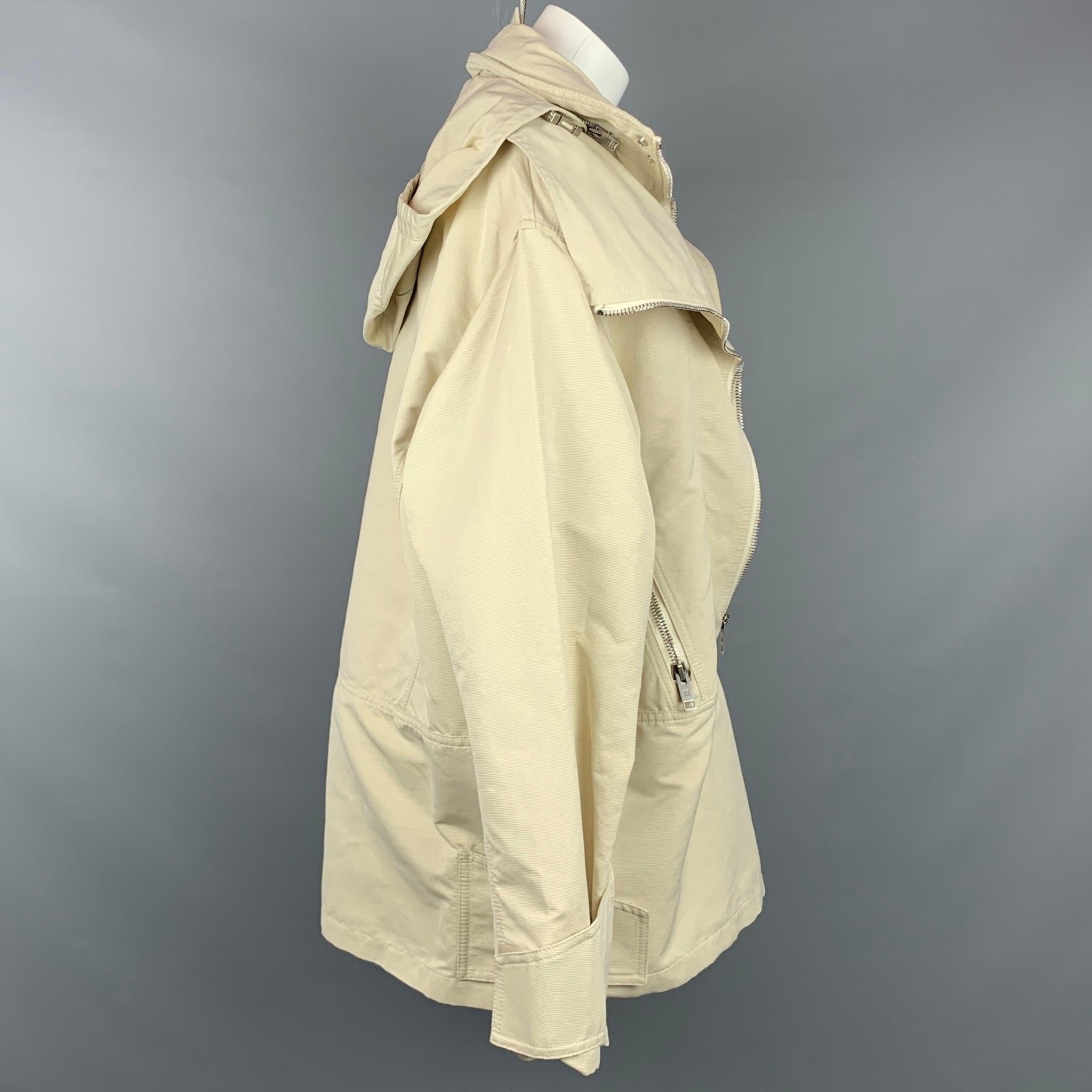 GIVENCHY Spring 2021 Size 4 Beige Cotton / Polyester Zip Detail Jacket In Good Condition In San Francisco, CA