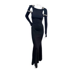 Givenchy Spring/Summer 2022 Embellished Black Trumpet Cut-Out Maxi Dress XS