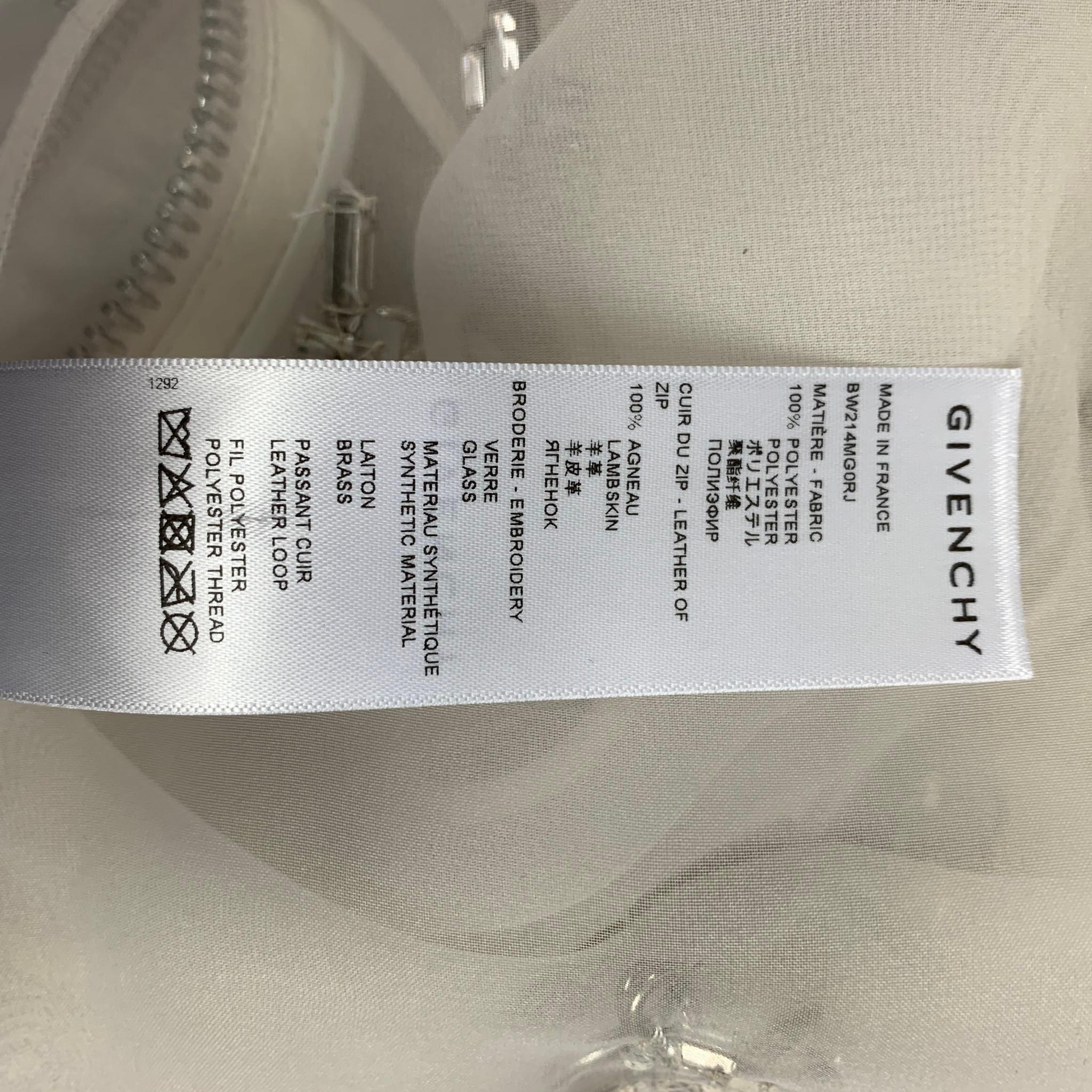 GIVENCHY SS 2021 Talla 4 Crema Poliéster Cristal Adornado Organza Vestido Camisón 1