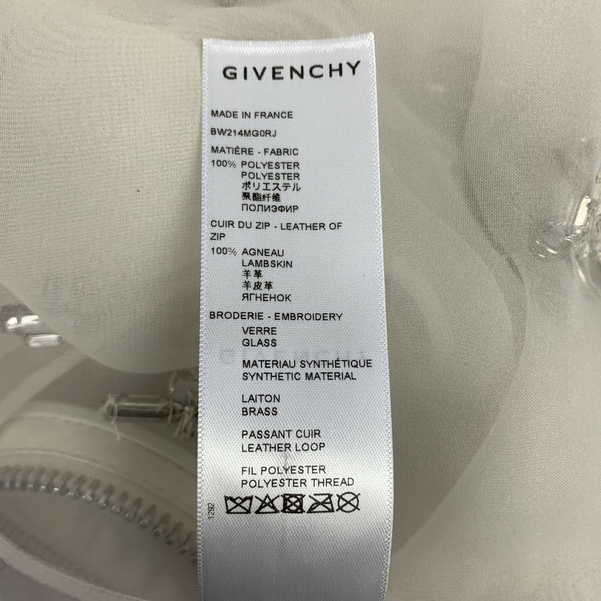 GIVENCHY SS 2021 Size 4 Cream Polyester Crystal Embellished Organza Shift Dress For Sale 3