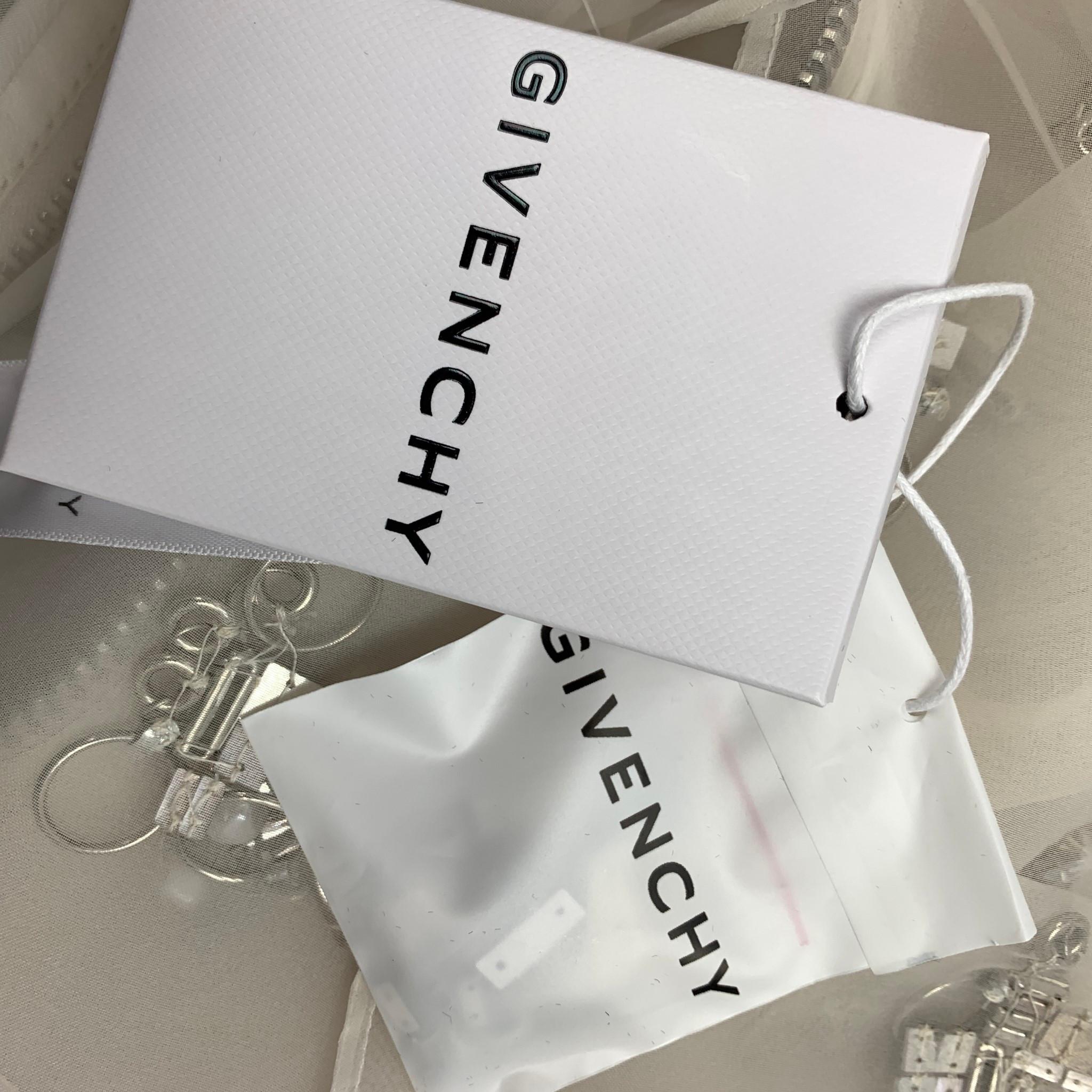 GIVENCHY SS 2021 Talla 4 Crema Poliéster Cristal Adornado Organza Vestido Camisón 2