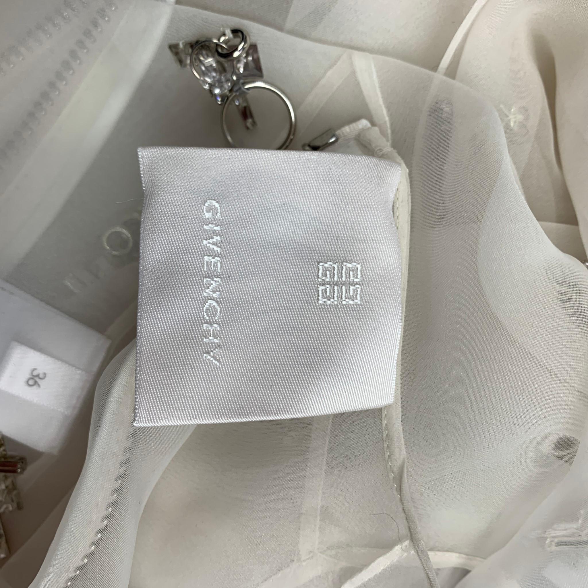 GIVENCHY SS 2021 Talla 4 Crema Poliéster Cristal Adornado Organza Vestido Camisón 3