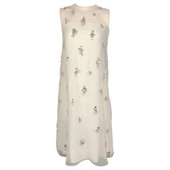 GIVENCHY SS 2021 Talla 4 Crema Poliéster Cristal Adornado Organza Vestido Camisón