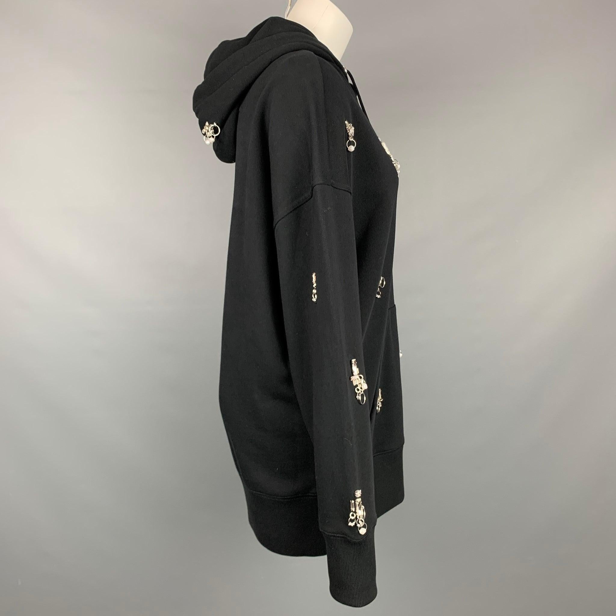 Women's GIVENCHY SS 2021 Size XS Crystal Embellishment Cotton Oversized Hooded Pullover For Sale