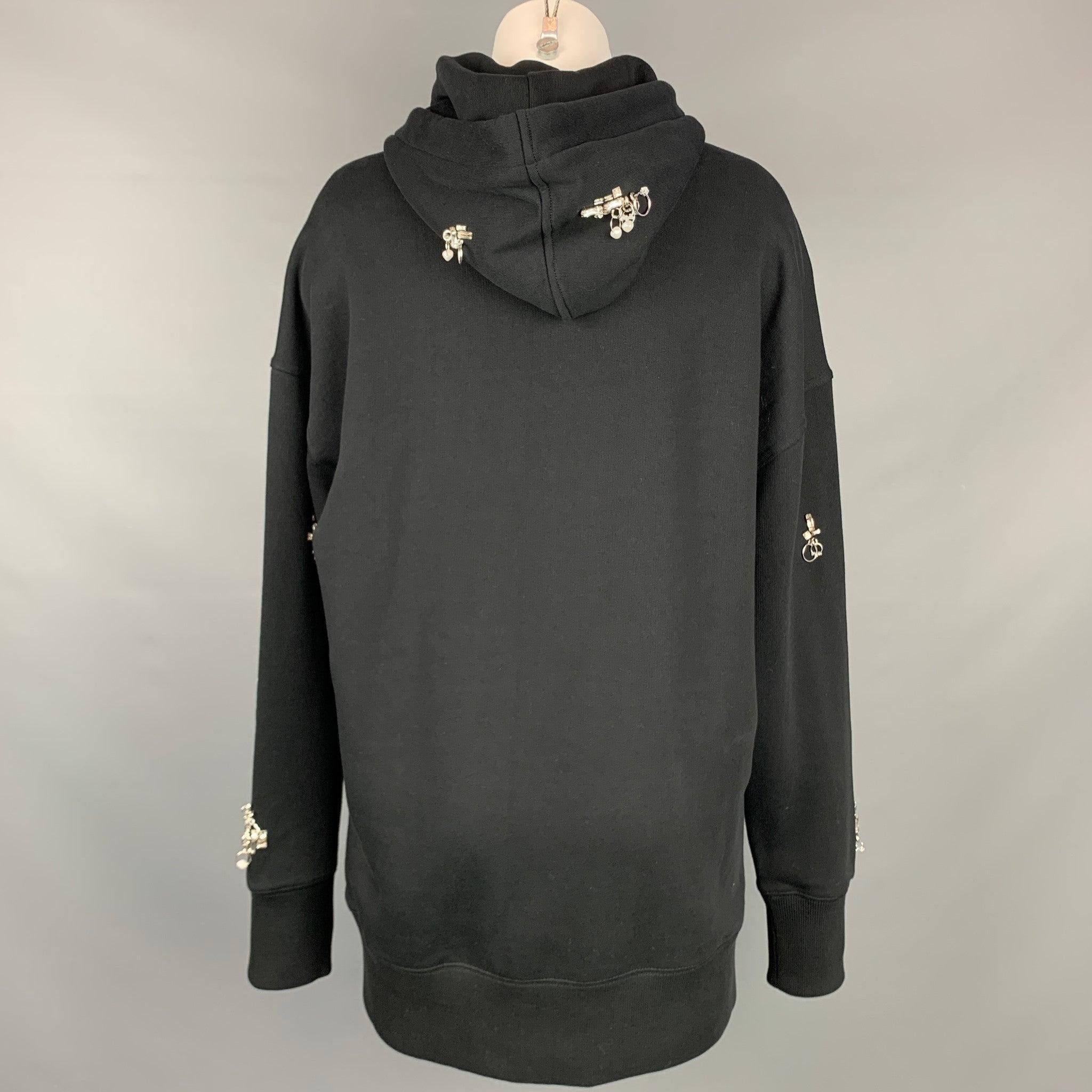 GIVENCHY SS 2021 Size XS Crystal Embellishment Cotton Oversized Hooded Pullover For Sale 1