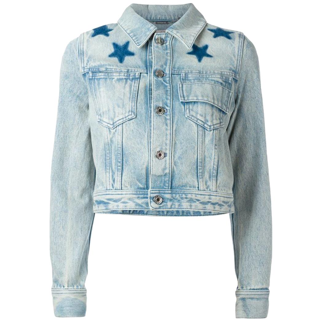Givenchy Star Appliquéd Cropped Denim Jacket  