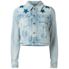 Givenchy Star Appliquéd Cropped Denim Jacket