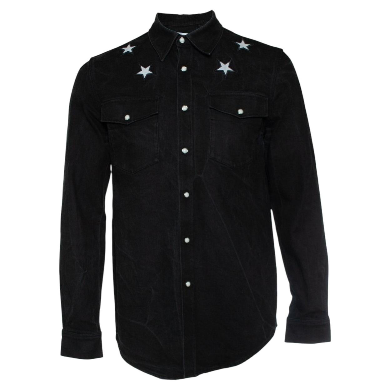 Pre-owned Givenchy , Star Denim Shirt In Black