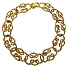 Vintage Givenchy Statement Twisted Rope Gold Choker Collar Necklace