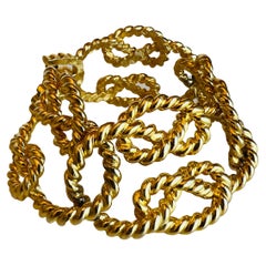 Vintage Givenchy Statement Twisted Rope Gold Choker Collar Necklace