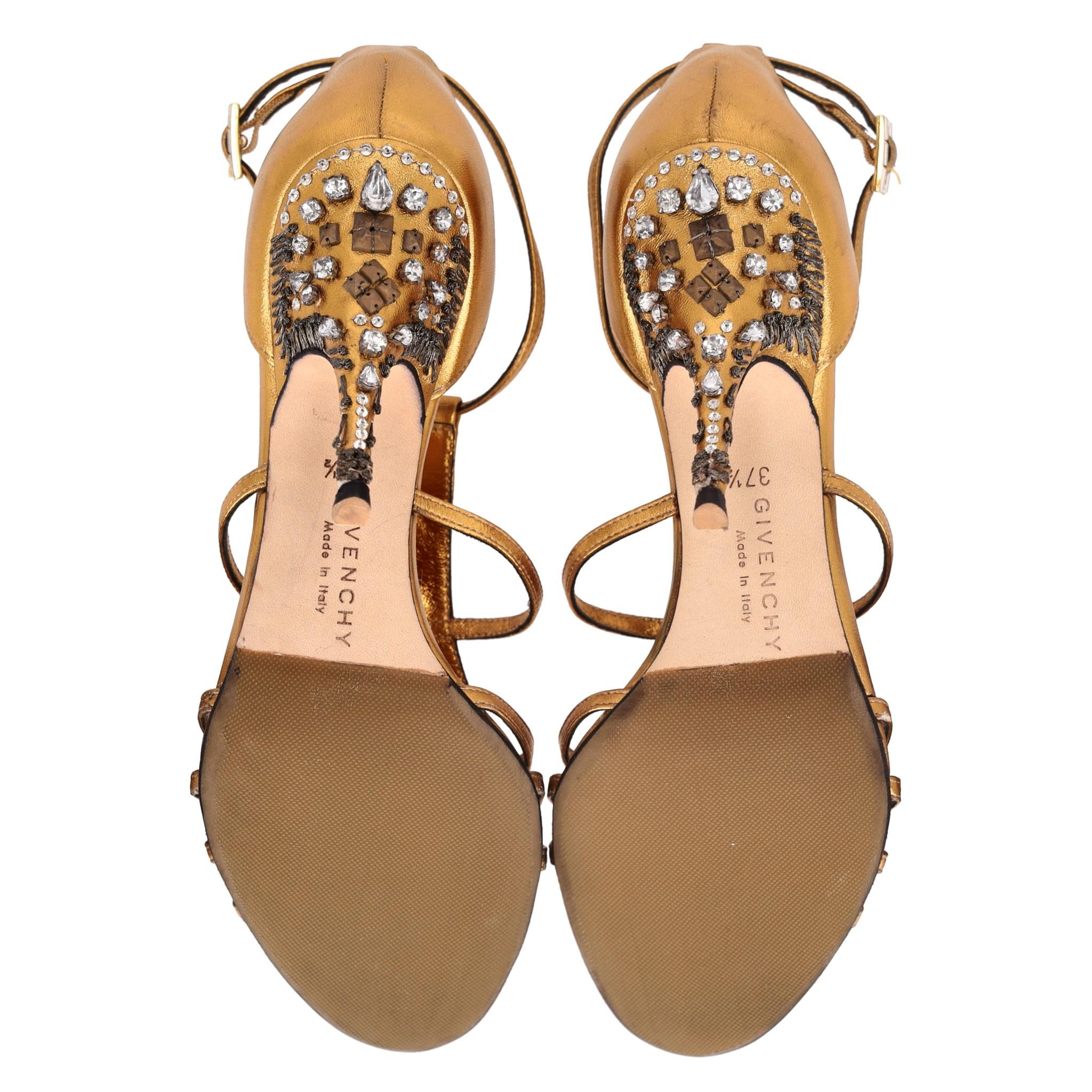 Givenchy Strappy Crystal & Bead Embellished Leather Sandals For Sale 1