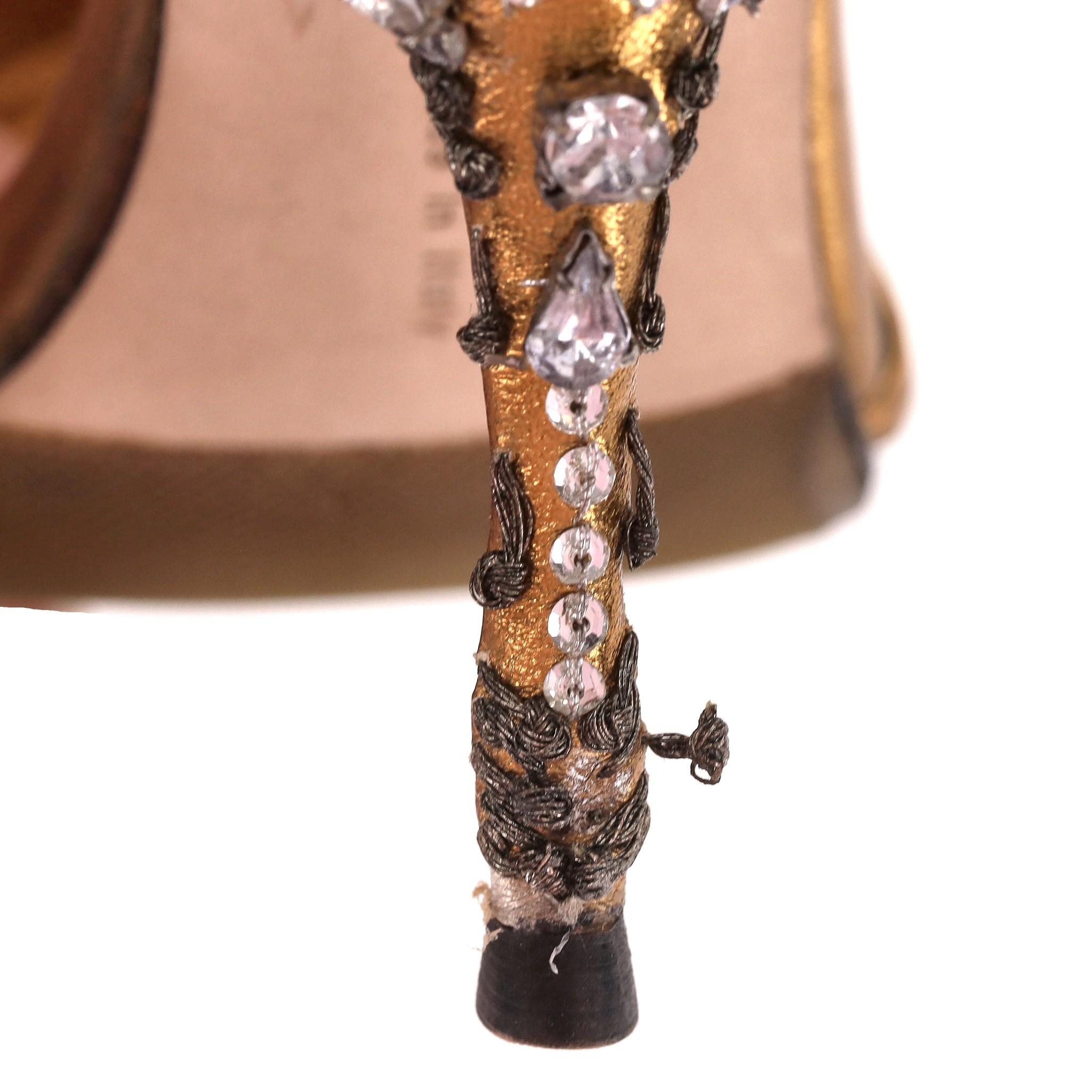 Givenchy Strappy Crystal & Bead Embellished Leather Sandals For Sale 4