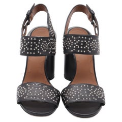 Givenchy Studded Ankle Strap Block-Heel Sandals in Black Leather