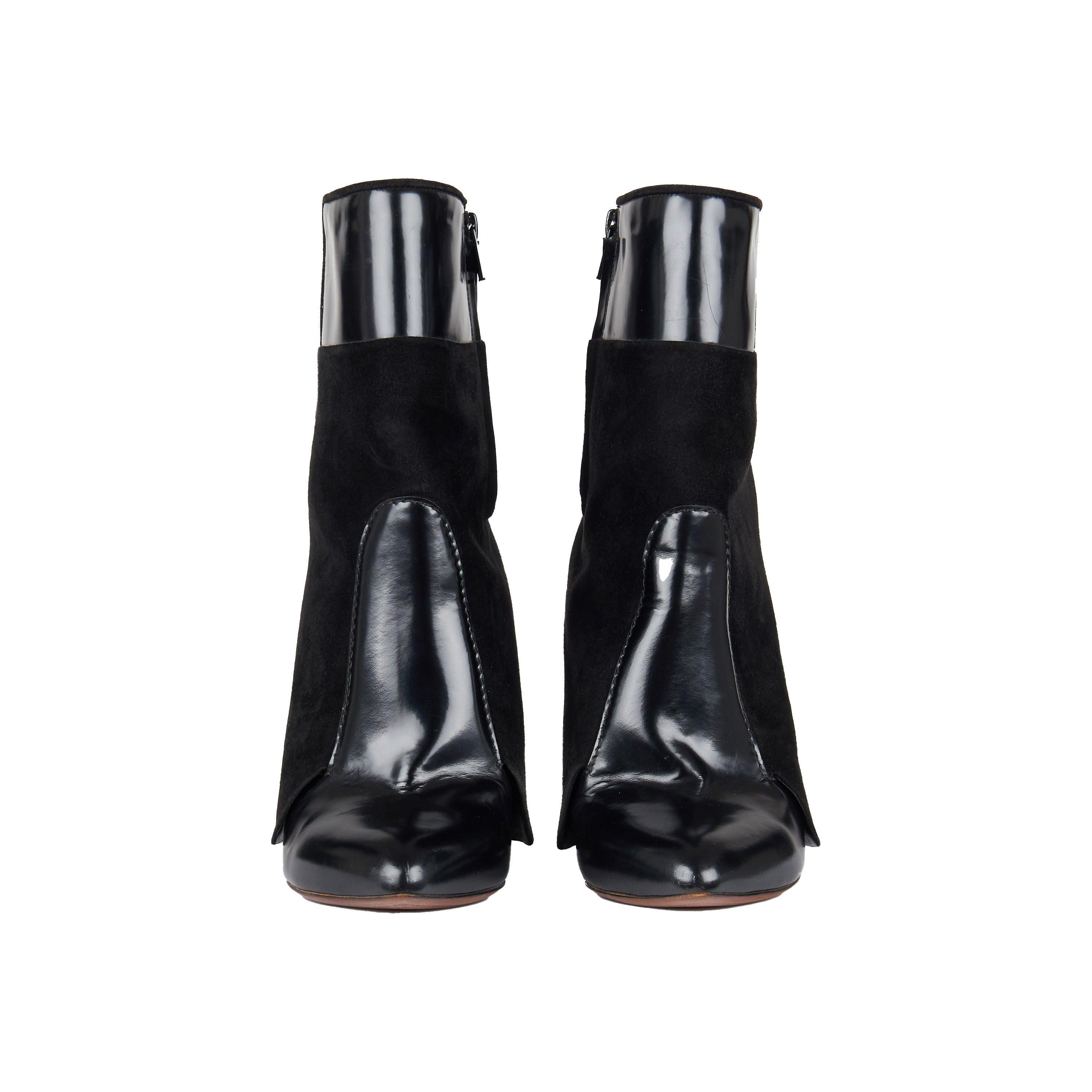 Black Givenchy Suede and Patent Leather Ankle Boots - '10s For Sale