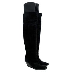 Givenchy Suede Sock Over the Knee Western Boots