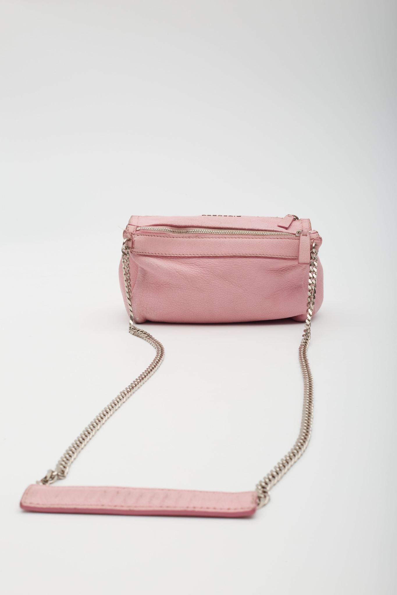 Women's Givenchy Sugar Leather Mini Pandora Shoulder Bag Pink For Sale