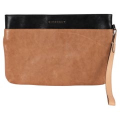 GIVENCHY tan & black leather COLORBLOCK Clutch Bag