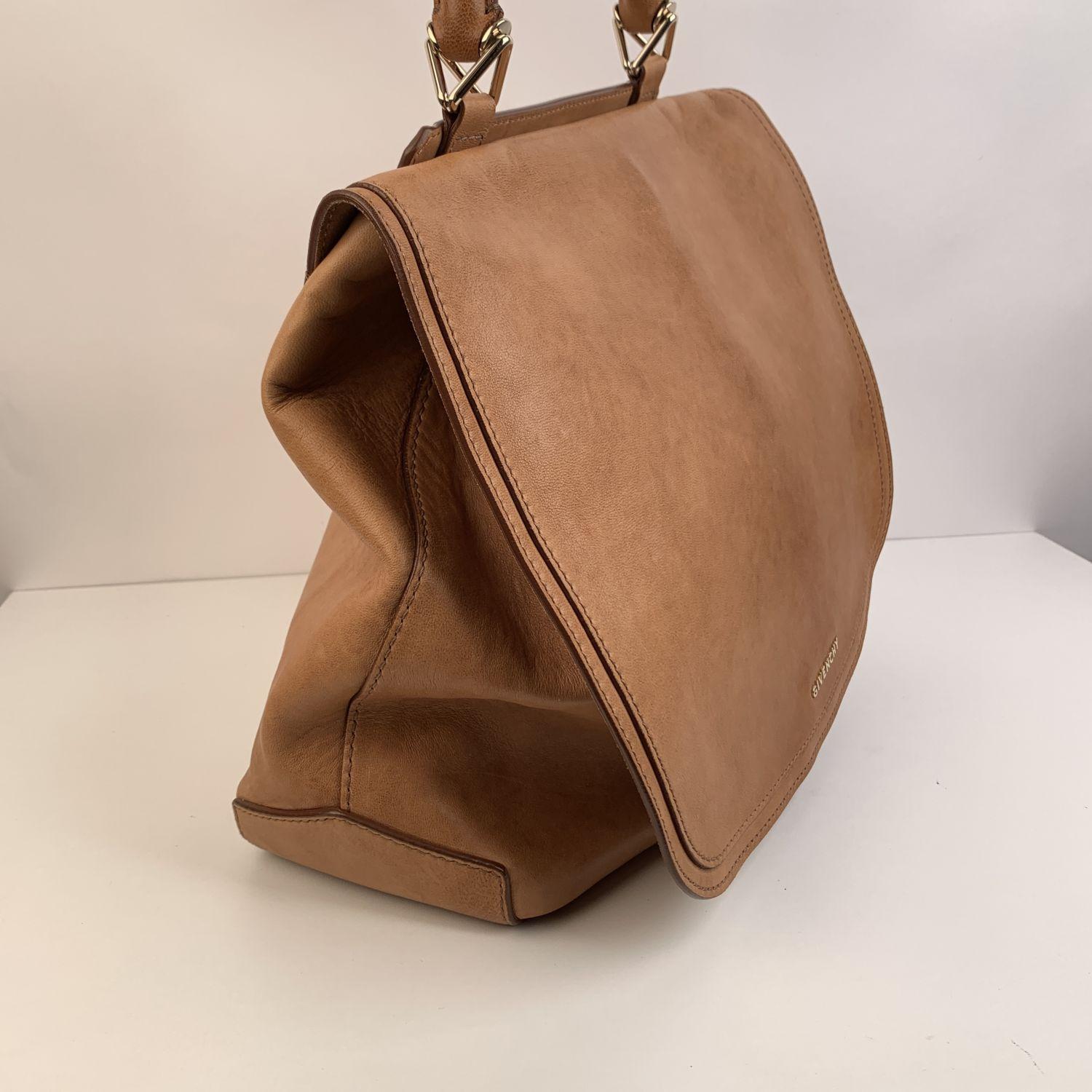 Givenchy Tan Leather Large New Line Flap Tote Shoulder Bag In Excellent Condition In Rome, Rome