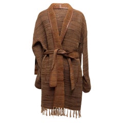 Givenchy Tan Woven Leather Oversized Coat