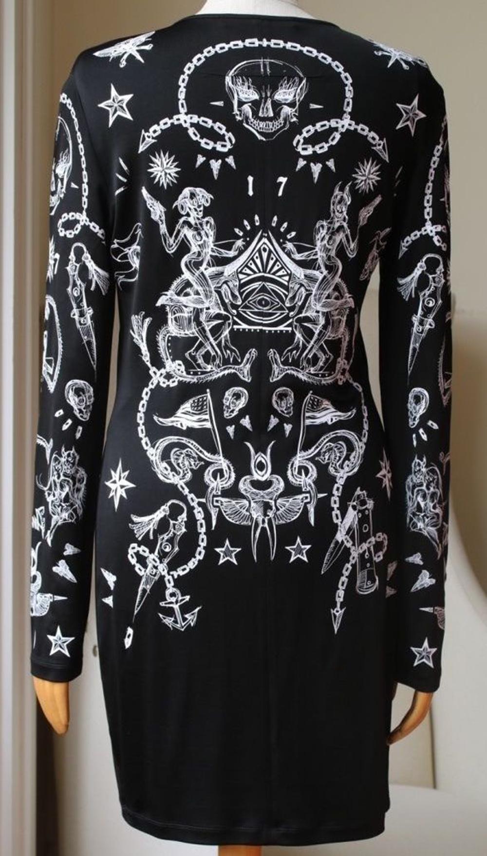 Givenchy Tattoo Print Long-Sleeve Dress In Excellent Condition In London, GB