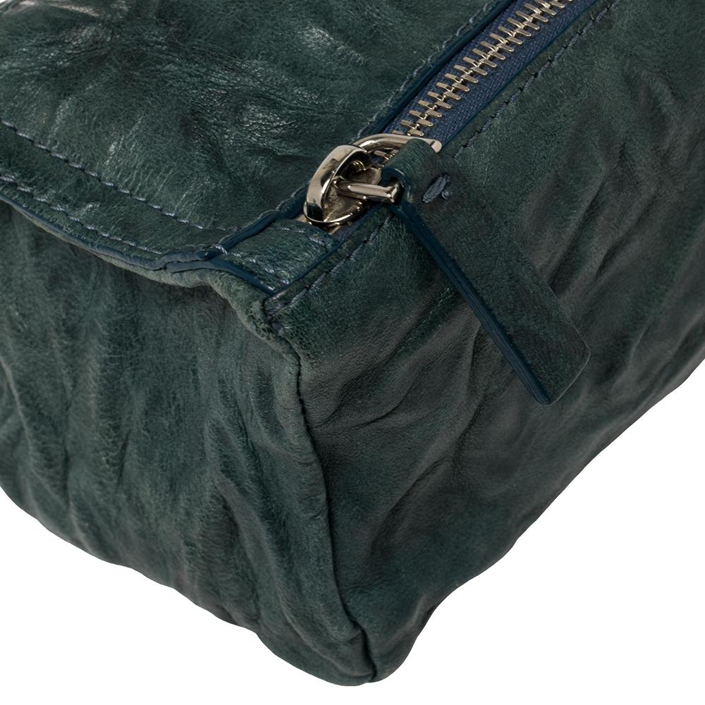 Givenchy Teal Blue Distressed Leather Pandora Clutch 6