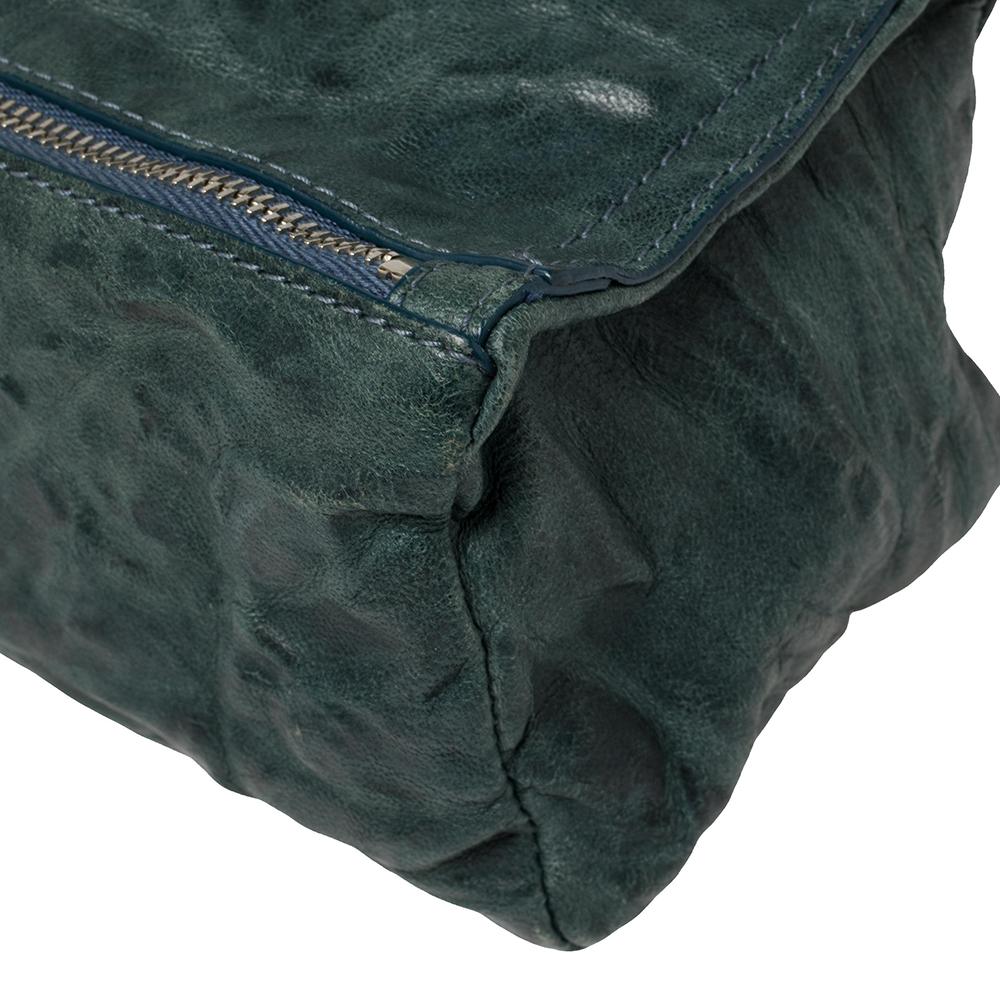 Givenchy Teal Blue Distressed Leather Pandora Clutch 7