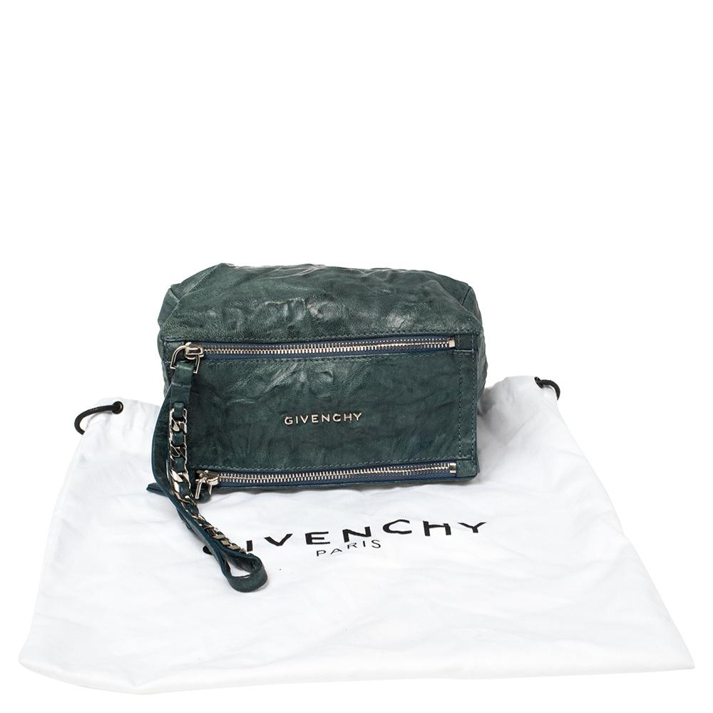 Givenchy Teal Blue Distressed Leather Pandora Clutch 8
