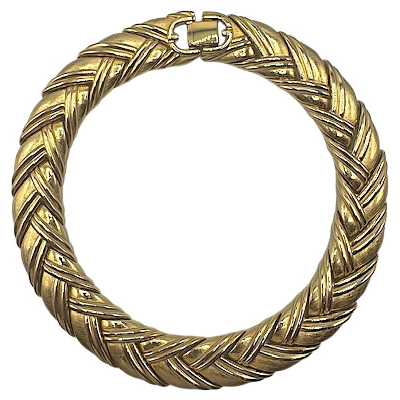 Givenchy Textured Satin and Shiny Gold Link Necklace For Sale