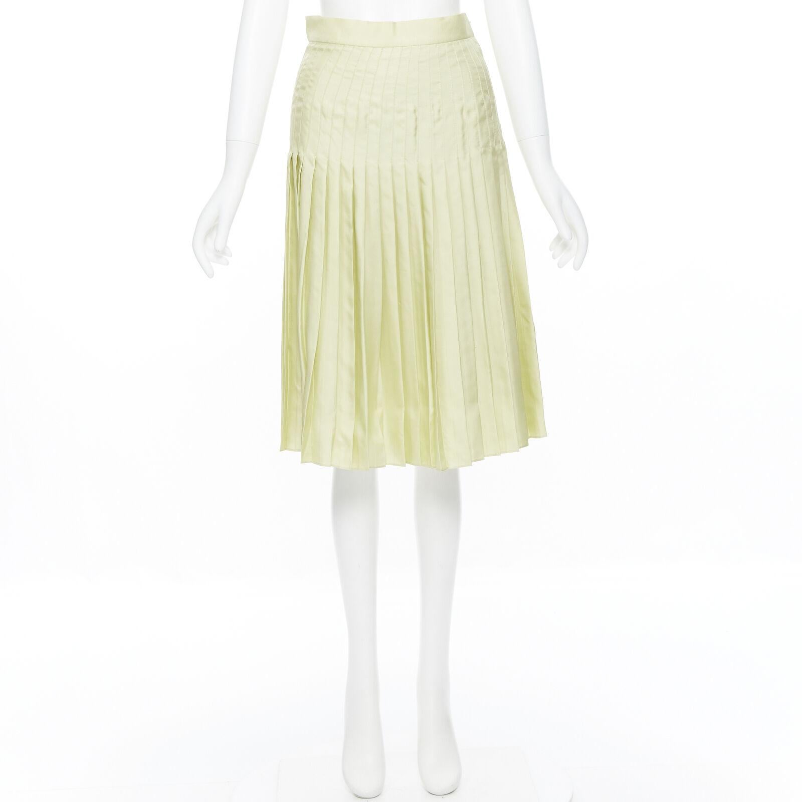 GIVENCHY TISCI 100% silk pastel green pleated knee length skirt IT38 25