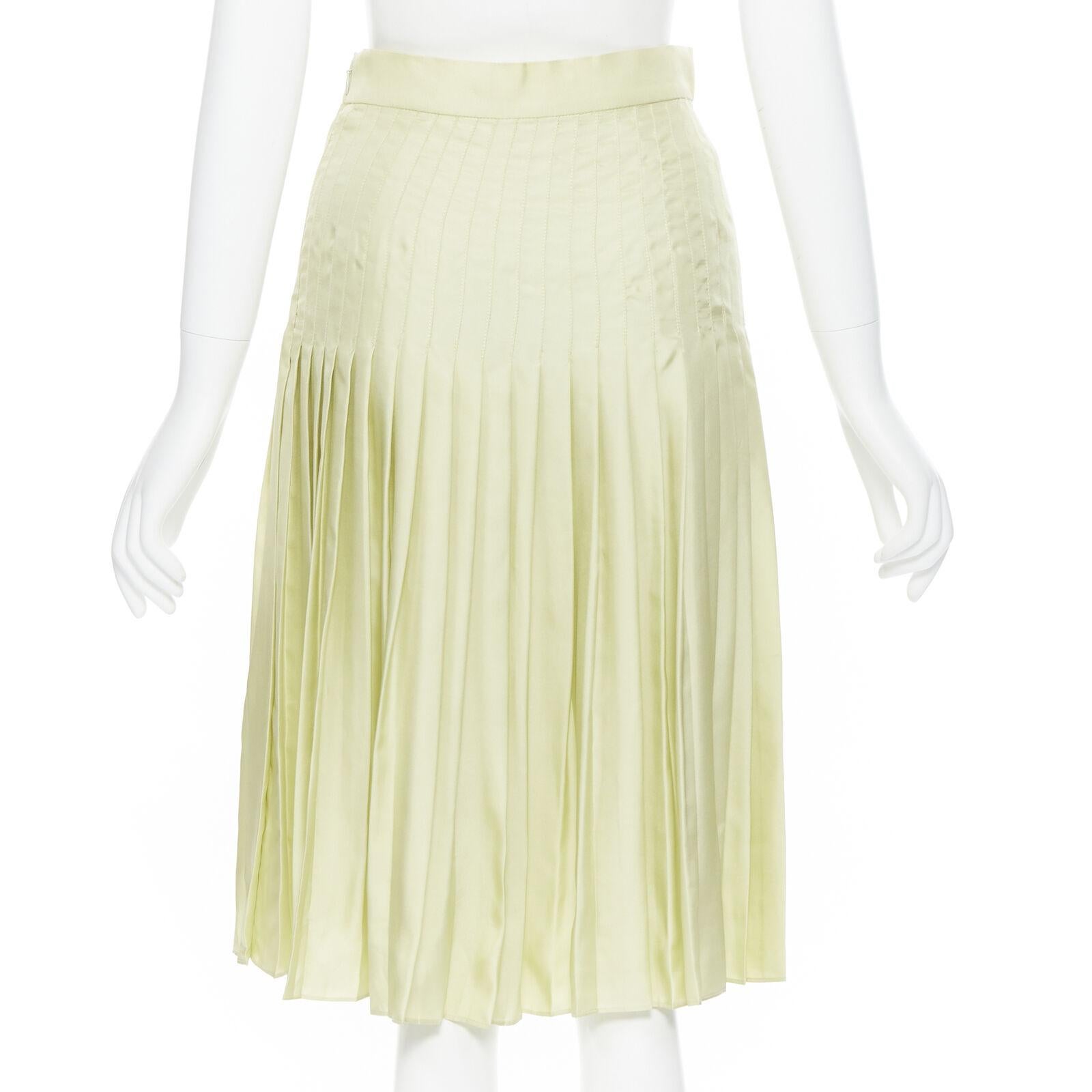 Women's GIVENCHY TISCI 100% silk pastel green pleated knee length skirt IT38 25