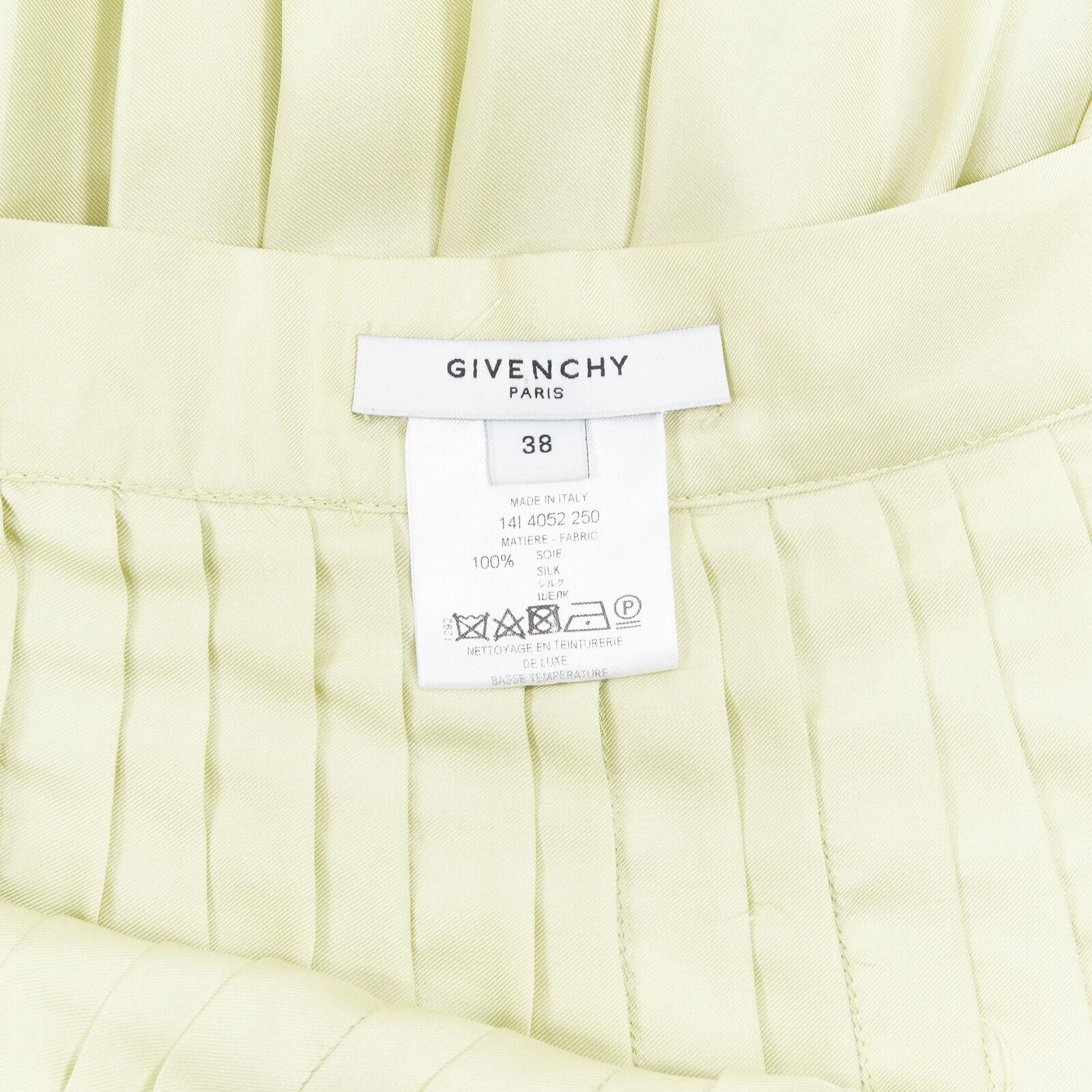 GIVENCHY TISCI 100% silk pastel green pleated knee length skirt IT38 25