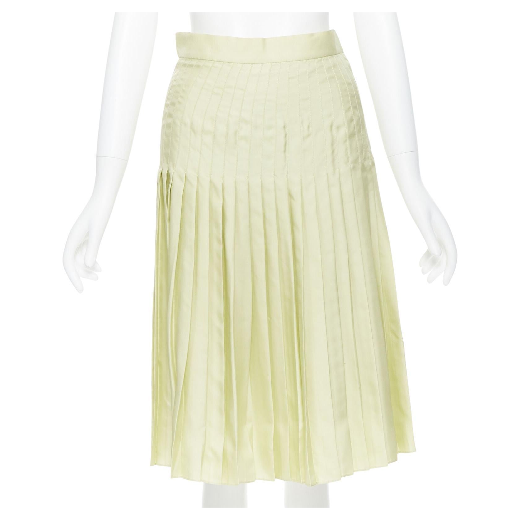 GIVENCHY TISCI 100% silk pastel green pleated knee length skirt IT38 25" For Sale