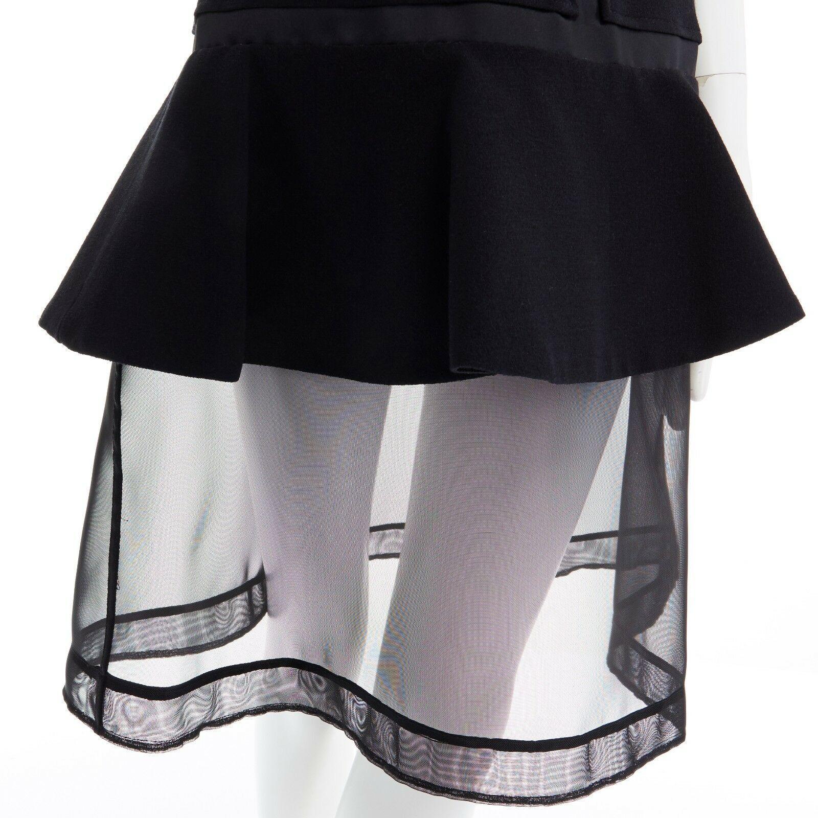 GIVENCHY TISCI 2011 black angular patched sheer skirt layer dress FR38 M 5
