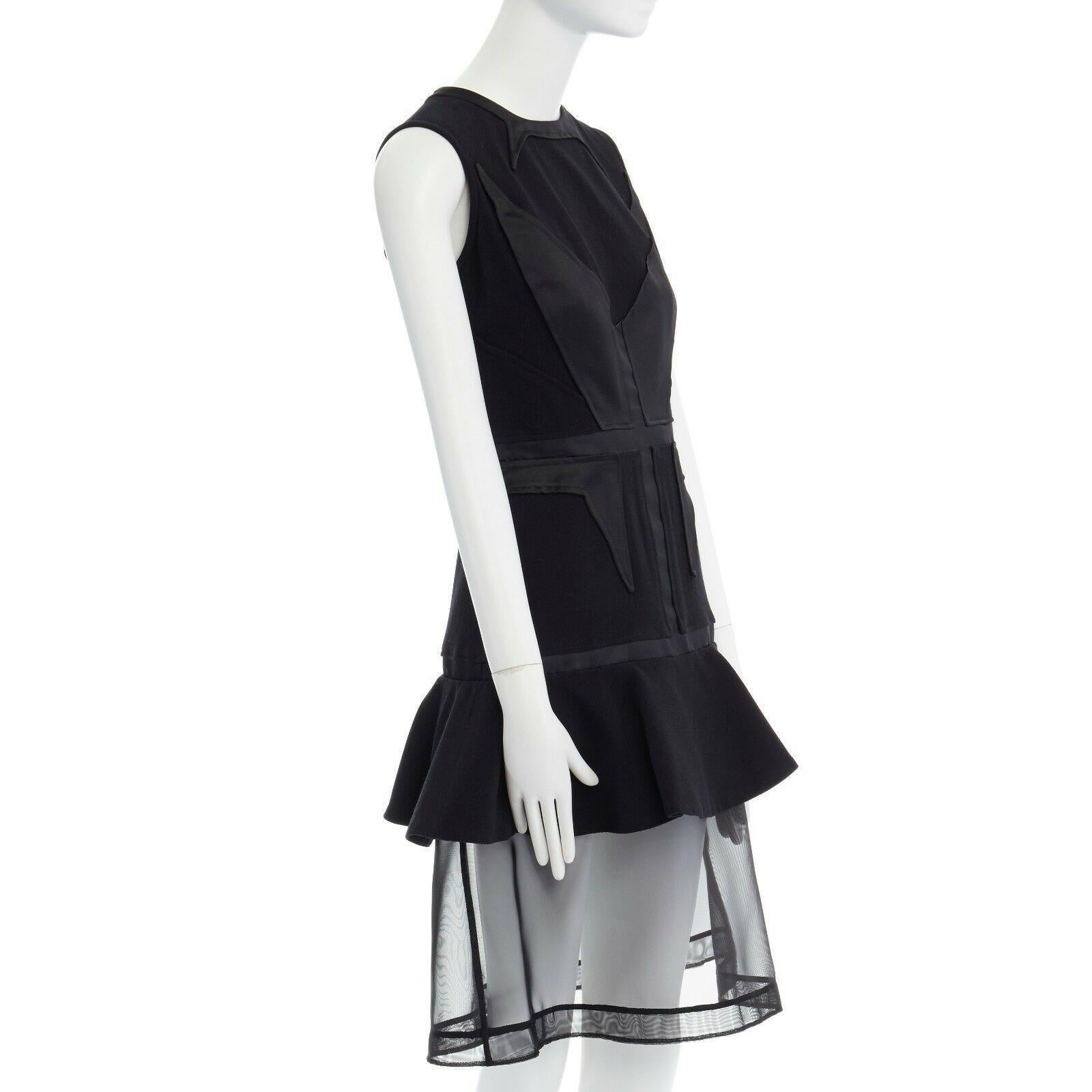 Women's GIVENCHY TISCI 2011 black angular patched sheer skirt layer dress FR38 M