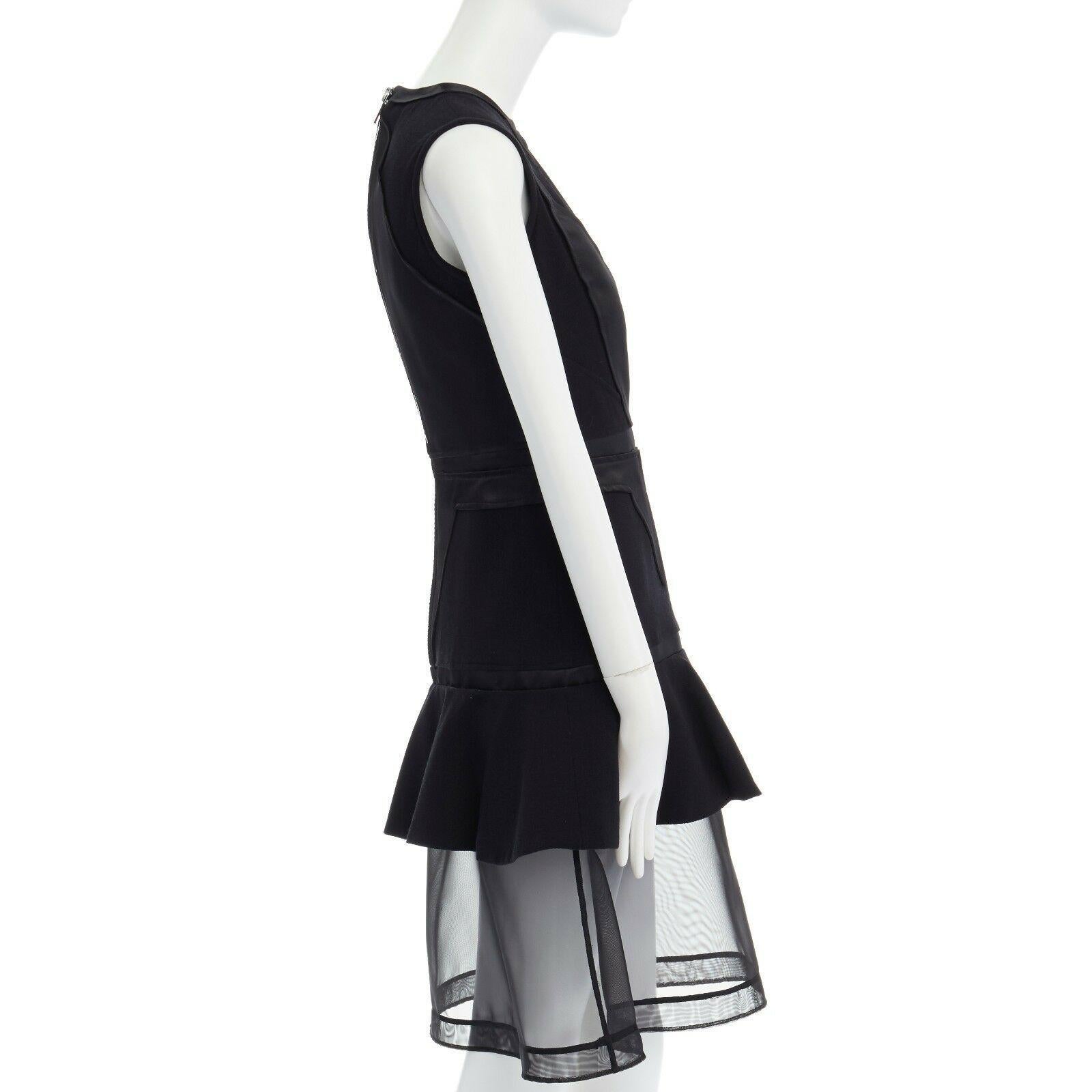 GIVENCHY TISCI 2011 black angular patched sheer skirt layer dress FR38 M 1