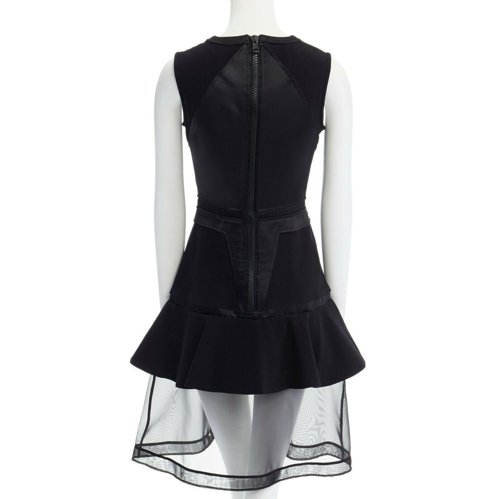 GIVENCHY TISCI 2011 black angular patched sheer skirt layer dress FR38 M 2