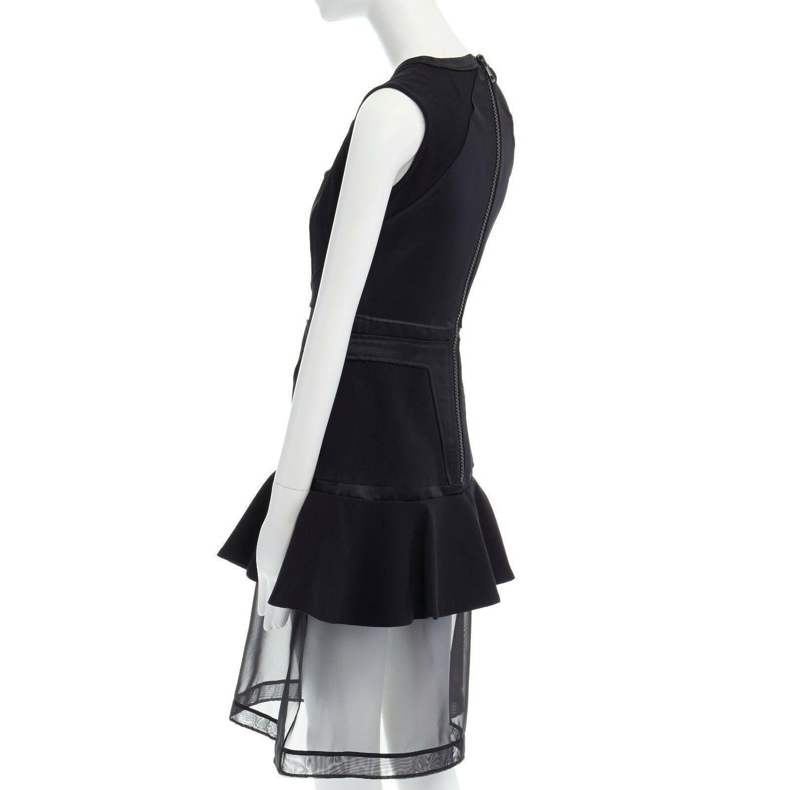 GIVENCHY TISCI 2011 black angular patched sheer skirt layer dress FR38 M 3