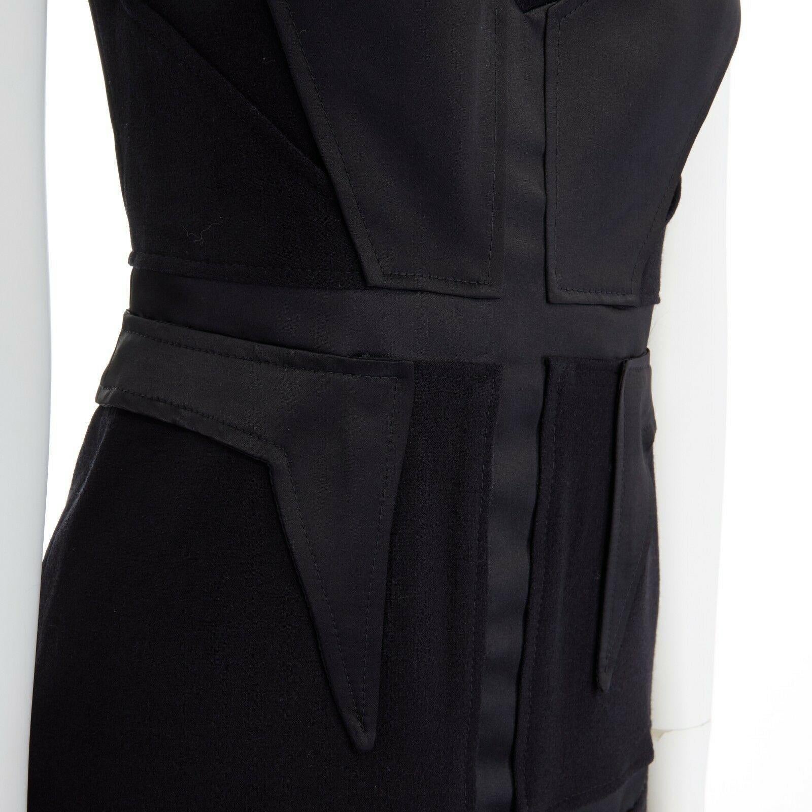 GIVENCHY TISCI 2011 black angular patched sheer skirt layer dress FR38 M 4