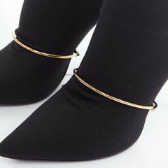 GIVENCHY TISCI 2012 black stretch sock gold bar point over knee thigh boot EU38