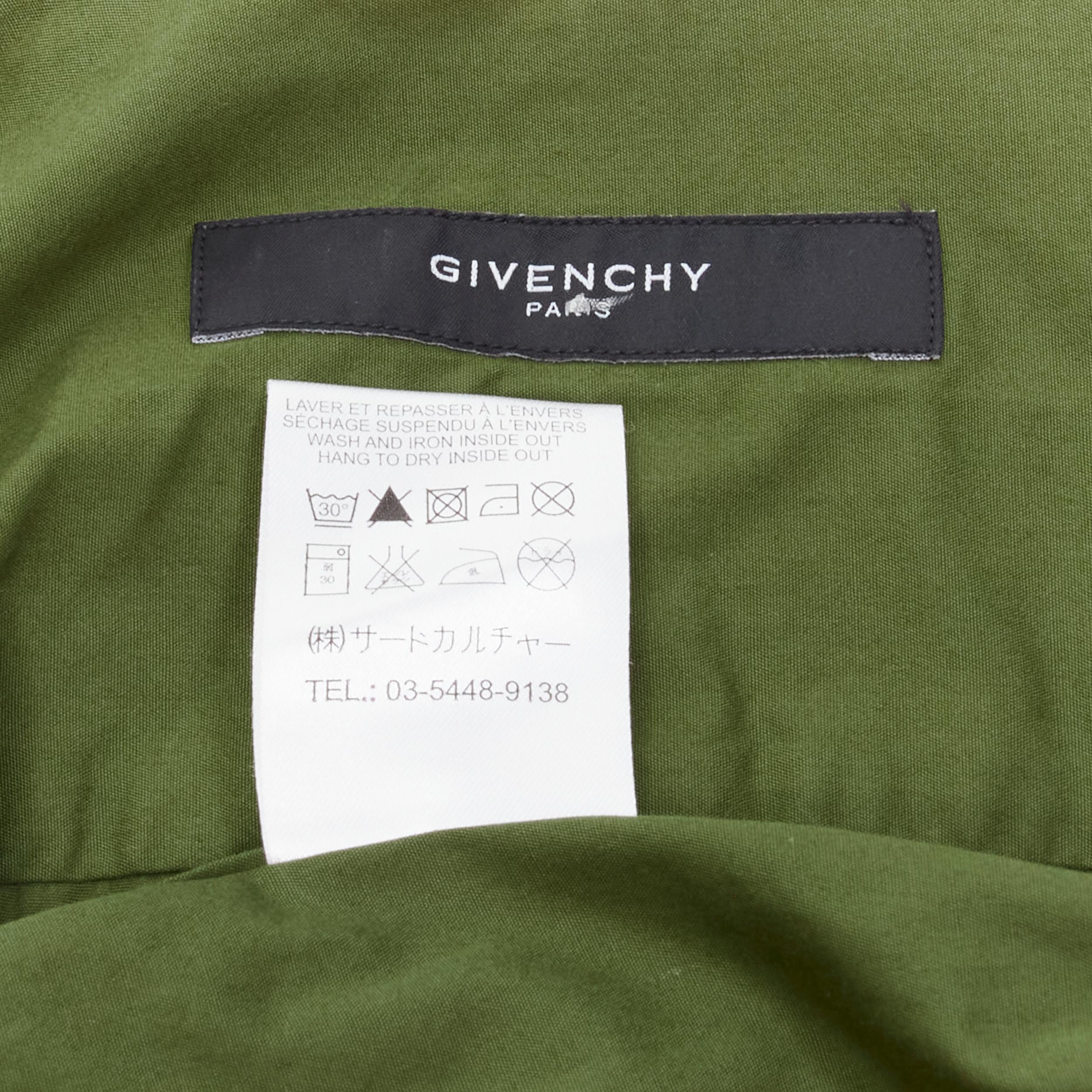 GIVENCHY Tisci 2012 green cotton Birds of Paradise patch sleeve shirt S For Sale 2