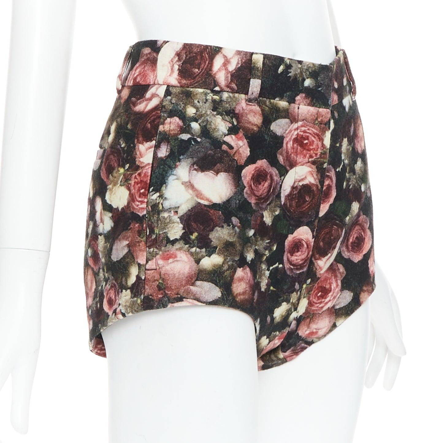 GIVENCHY Tisci 2013 negro rosa rosa estampado floral short de corte alto Gris en venta