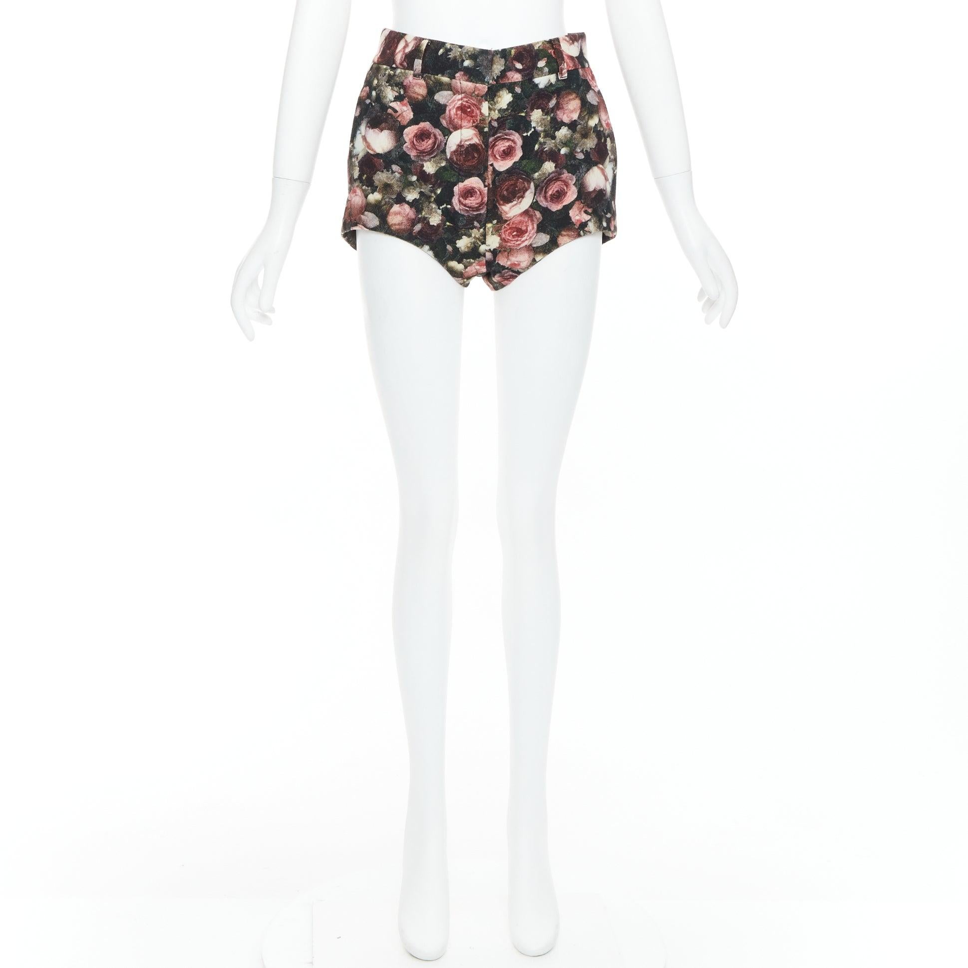 GIVENCHY Tisci 2013 negro rosa rosa estampado floral short de corte alto en venta 4