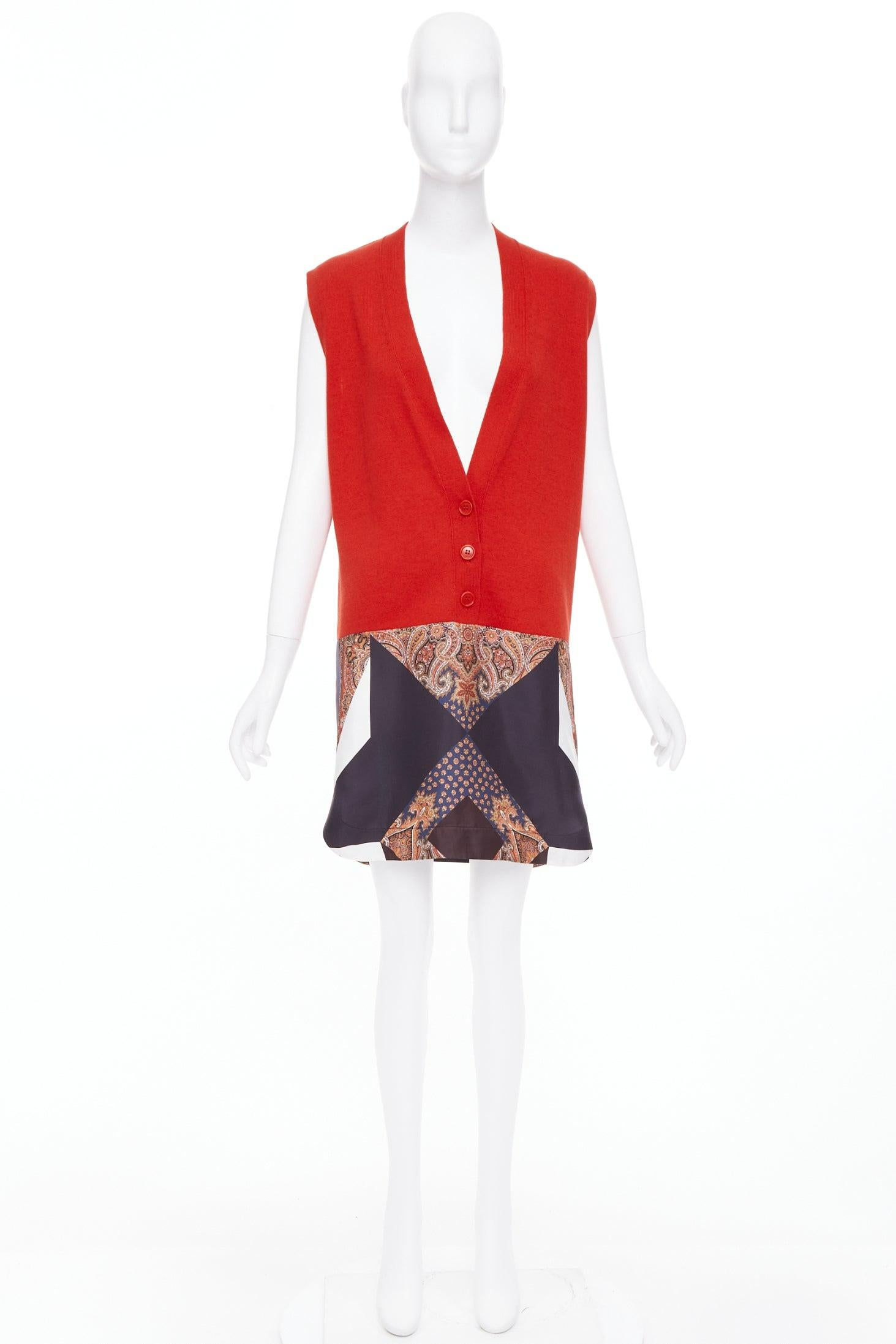 GIVENCHY Tisci 2013 Runway rot schwarz Wolle Baumwolle Seide Paisley Weste Kleid XS im Angebot 5