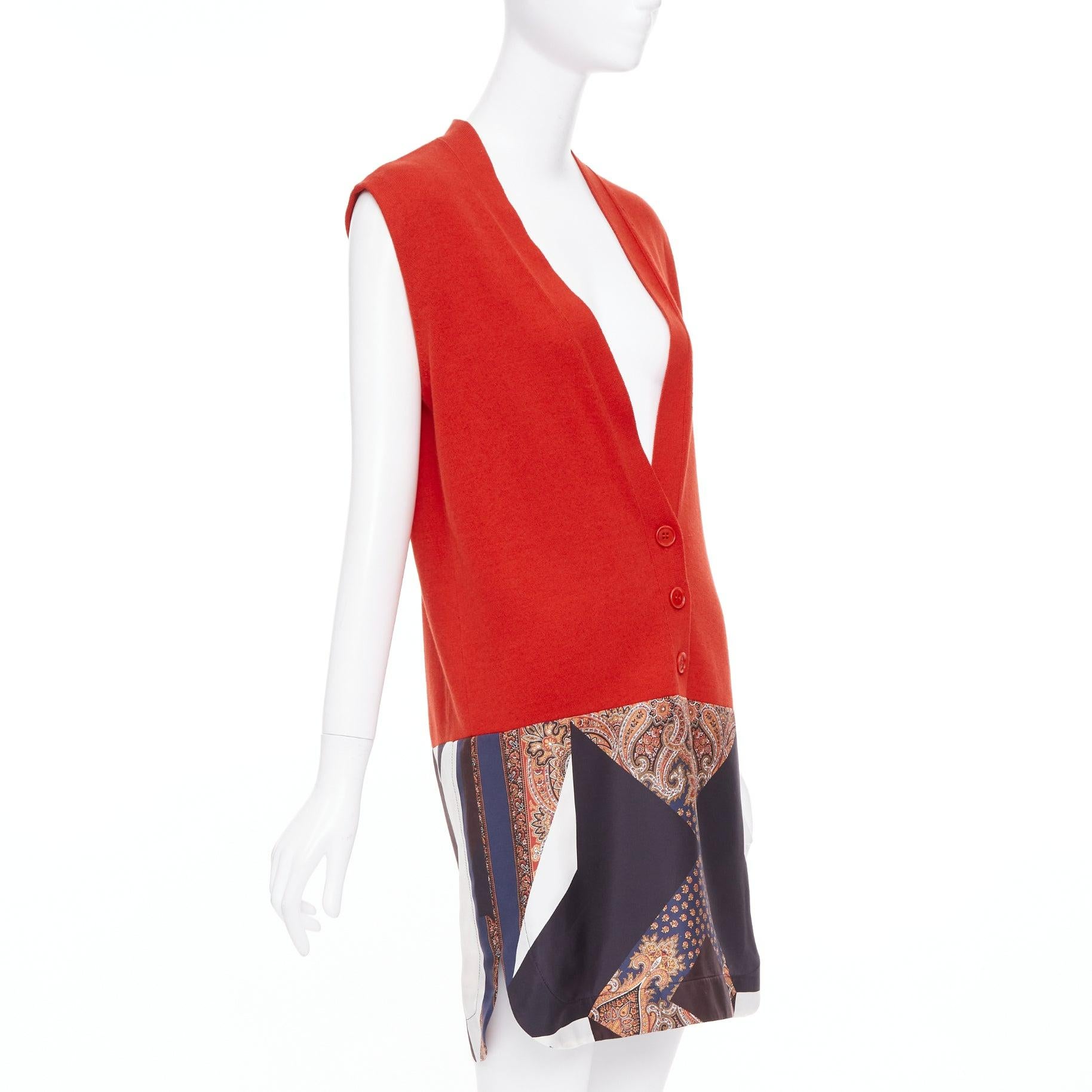 GIVENCHY Tisci 2013 Runway rot schwarz Wolle Baumwolle Seide Paisley Weste Kleid XS (Rot) im Angebot