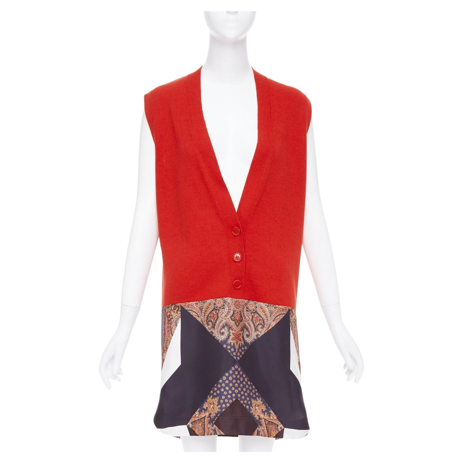 GIVENCHY Tisci 2013 Runway red black wool cotton silk paisley vest dress XS