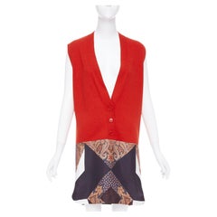 GIVENCHY Tisci 2013 Runway red black wool cotton silk paisley vest dress XS