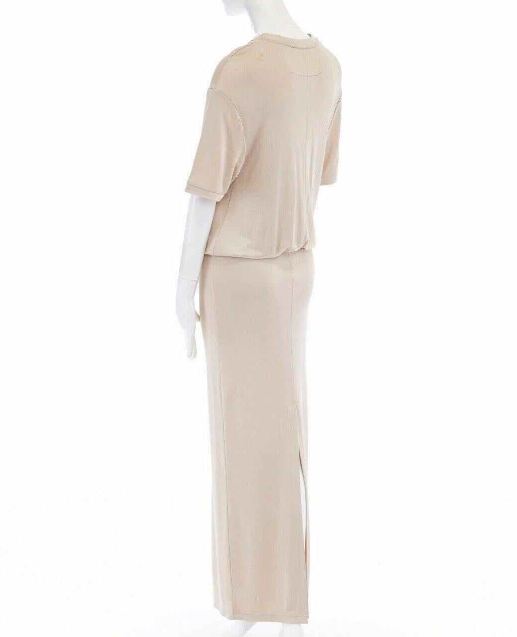 GIVENCHY TISCI beige nude viscose loose tshirt maxi skirt design dress gown FR38 In Excellent Condition In Hong Kong, NT