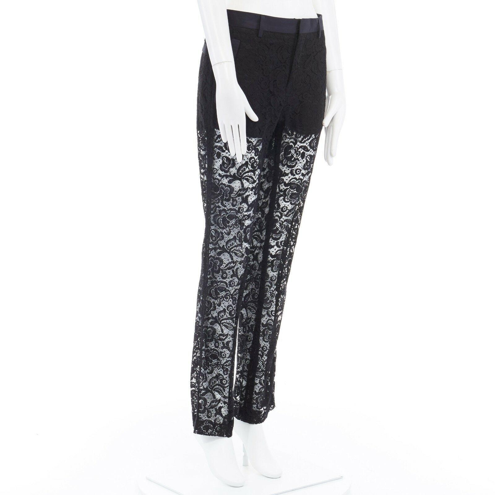 Black GIVENCHY TISCI black floral lace faux pocket trim shorts lined tux pants FR36 S