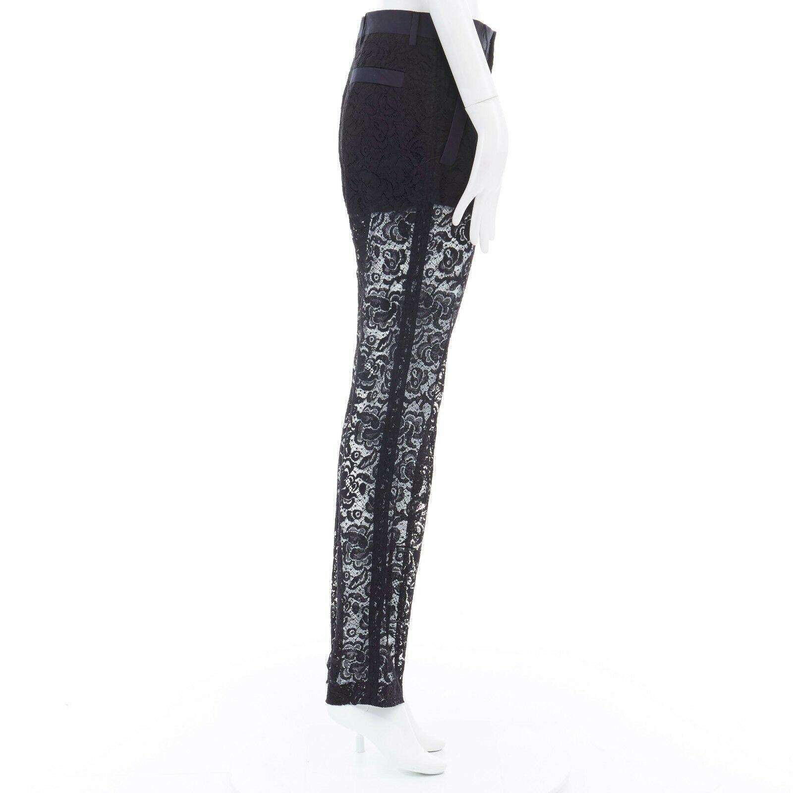 GIVENCHY TISCI black floral lace faux pocket trim shorts lined tux pants FR36 S In Excellent Condition In Hong Kong, NT